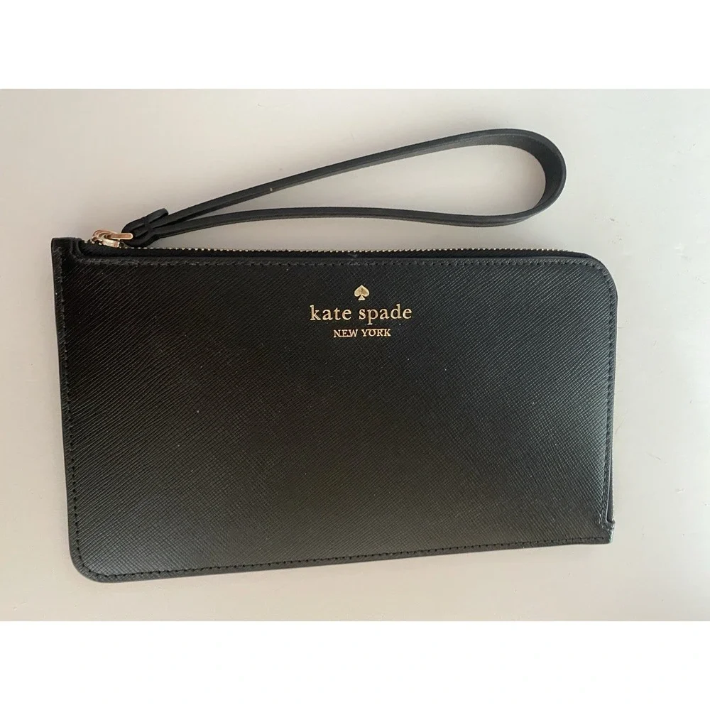 Kate Spade‎ Medium Wristlet Leather Wallet Black New